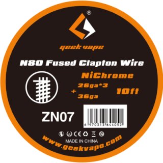 GEEK VAPE - N80 Fused Clapton Wire NiChrome 26ga*3+36ga - 10ft - ZN07