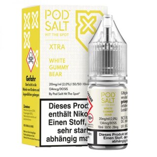 PODSALT - XTRA - White Gummy Bear Nikotinsalzliquid 10ml mit Steuerzeichen
