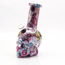 ATOMIC - Glasbong Totenkopf Bunt 15cm ohne Kickloch