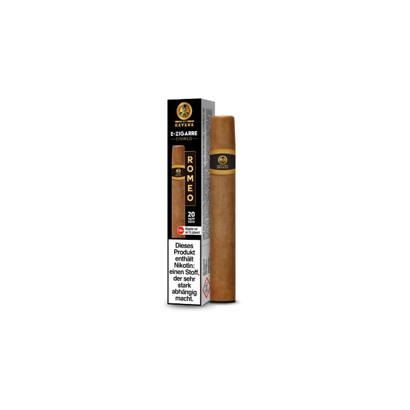 XOHAVANA - Einweg E-Zigarette Romeo (Tabak mit Schokoladennote) 20mg  NicSalt  j